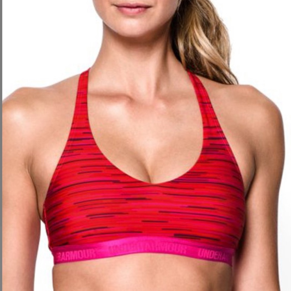 Under Armor Rebel Pink Abstract Stripe Low Impact Sports Bra